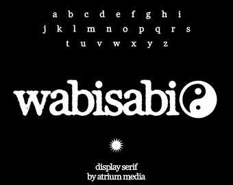 Display Serif Font - "Wabisabi" Modern Display Typeface Font, Blotted ink, Vintage Stamp Syle, Grungy, Special Symbols Display Serif