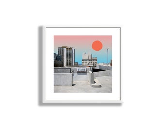Stairs Retro Collage Print, Trippy Wall Art, Cosmic Art, Vintage Art, Minimal Art, Car Art, Space Art, Bedroom Art Print