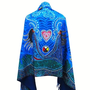 Indigenous Shawl | Breath of Life Design | Canadian Native Artist | First Nations Art | Warm & Cozy Wrap | Gift