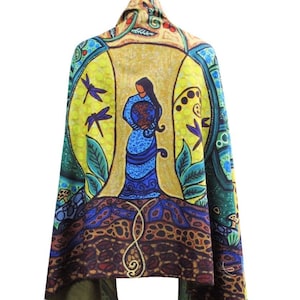 Indigenous Owned Strong Earth Woman Art Eco Shawl First Nations Artist Stylish Fashion Accessory Wrap Gift for Her image 1