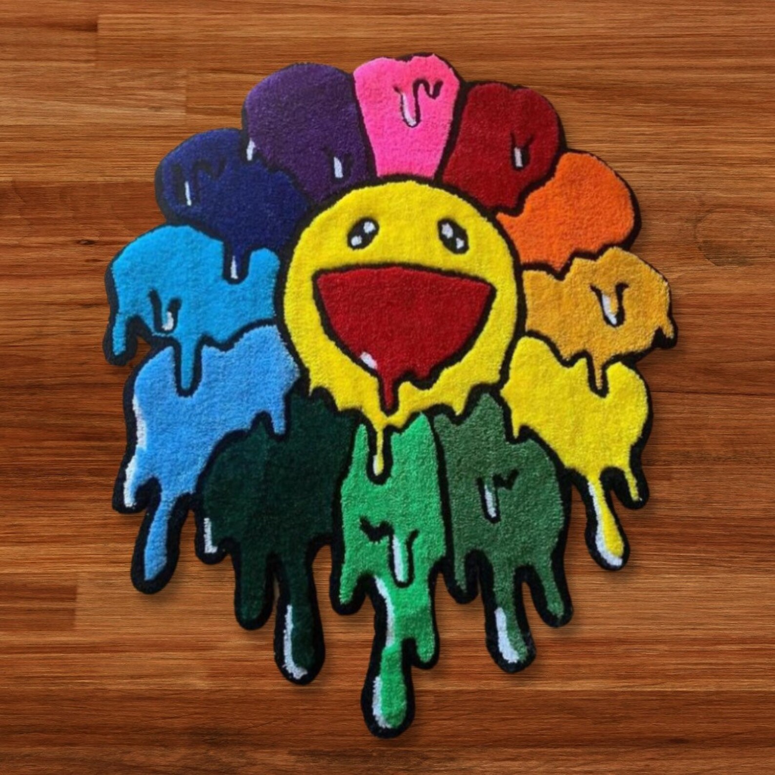 Hand Tufted Murakami Flower Drip Rug Takashi Murakami Etsy Australia