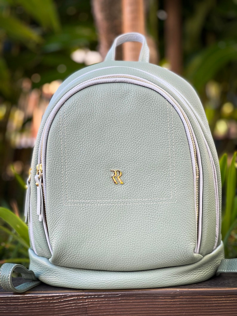 Sage Green Leather Womens Backpack School Backpack Cute Etsy