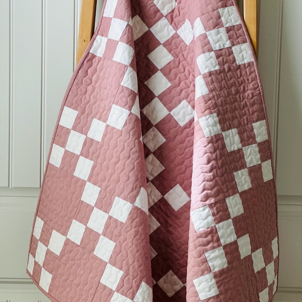 Handmade Baby Girl Quilt: Pink Irish Chain Nursery Decor