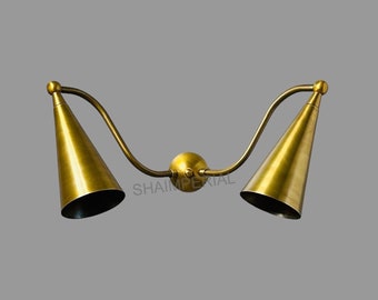Messing Doppel-Wandleuchte: Mid Century Modern Goldene Beleuchtung