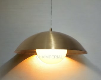 Aldorno Pendant Handmade Single Light Mid Century Modern Raw Brass Dinning Room Sputnik Light Fixture . Christmas sale