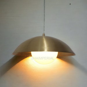 Aldorno Pendant Handmade Single Light Mid Century Modern Raw Brass Dinning Room Sputnik Light Fixture . Christmas sale