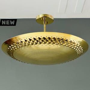 Brass Dome Chandelier – 6 Light Mid Century Modern Ceiling Fixture