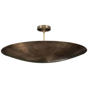 Raw Brass Sputnik Chandelier: Perforated 6-Light Flush Mount