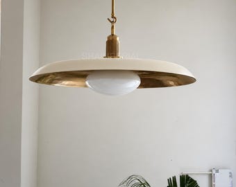 Handmade Brass Pendant Light: Modern Minimalist Kitchen Island Lighting