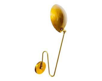 Italian Style Brass Wall Sconce: Mid Century Modern Lamp