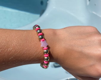 Pink gold star bracelet