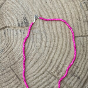 Pink seed beaded necklace image 2