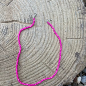 Pink seed beaded necklace image 1