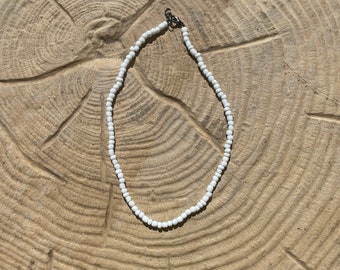 White seed beaded necklace