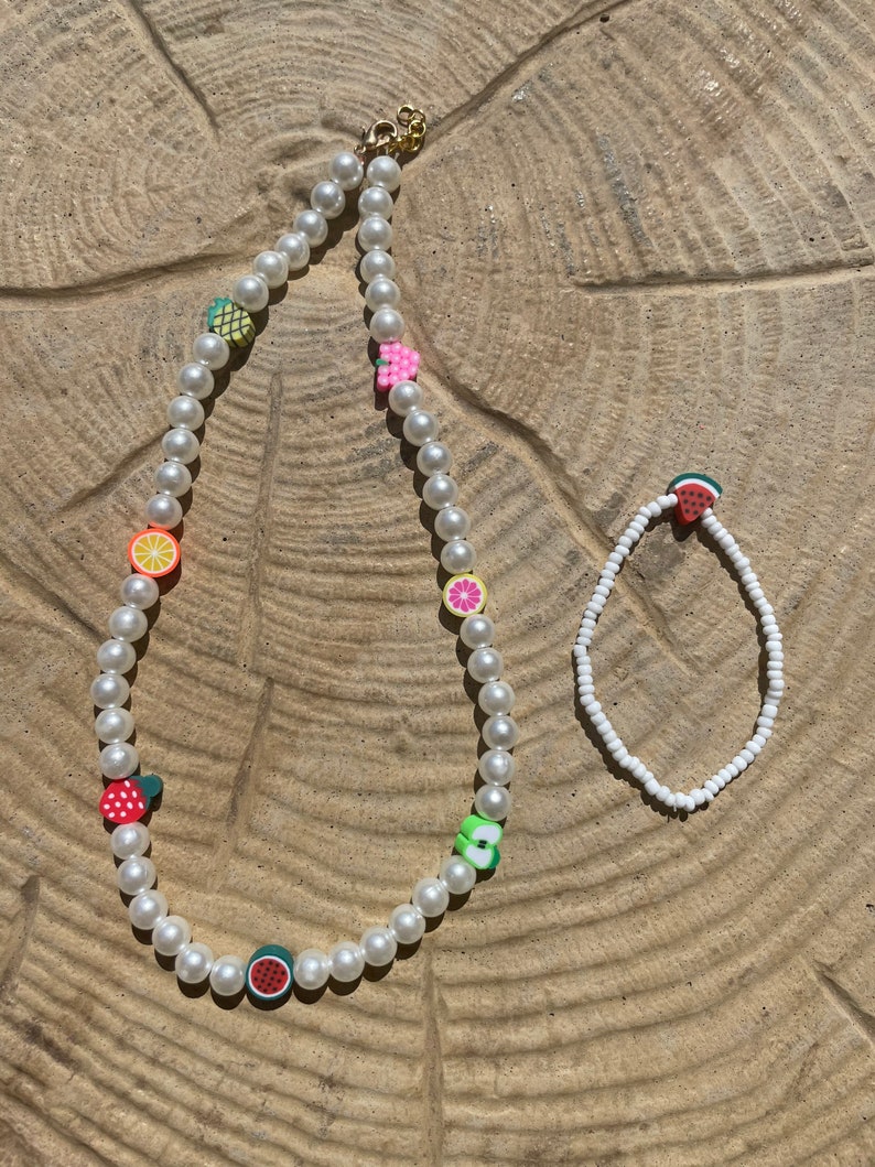 Fruit bracelet and necklace set image 1
