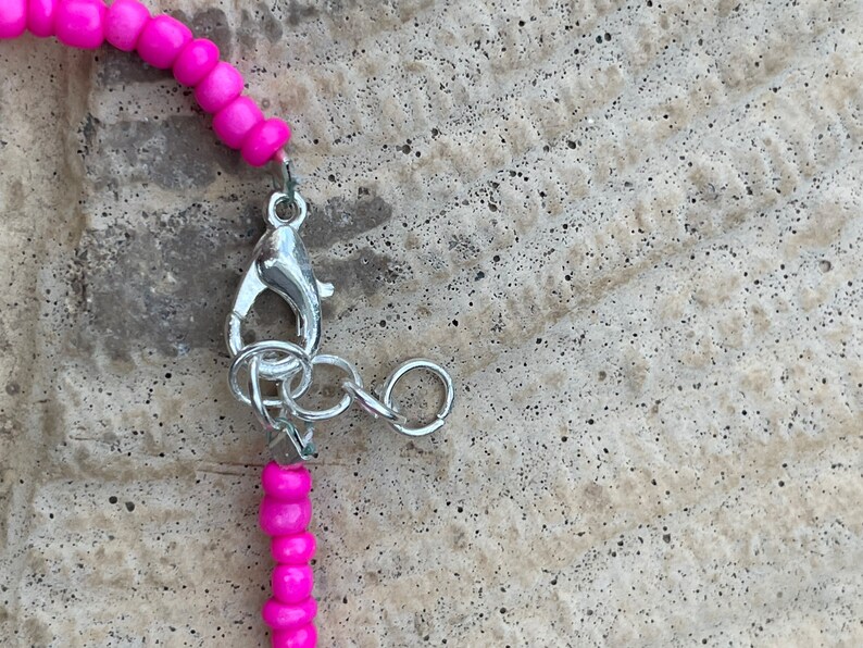 Pink seed beaded necklace image 4