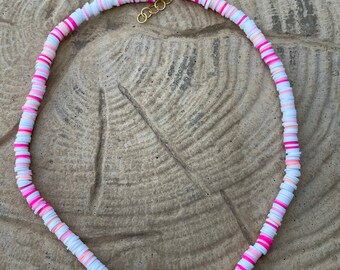 pink clay bead necklace!