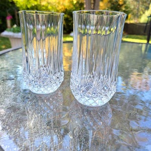 Drinking Glasses Cristal D&#39;Arques-Durand &quot;Longchamp Clear&quot; Vintage Hand Blown French Crystal 11 Ounce Crystal Juice Glasses Set Of 2