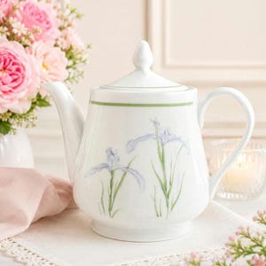 Vintage Corelle "Shadow Iris" Porcelain Teapot - Lavender Floral China