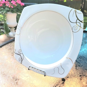 Fine Bone China Serving Bowl With Gold Scrollwork By Shinepukur- Fine Bone China From Bangladesh - Wedding, Showers, Housewarming & Gifting