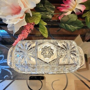 Crystal Butter Dish Anchor Hocking &quot;Prescut Clear&quot; Vintage Crystal 1/4 Pound Covered Butter Dish With Lid - Vintage Butter Dishes