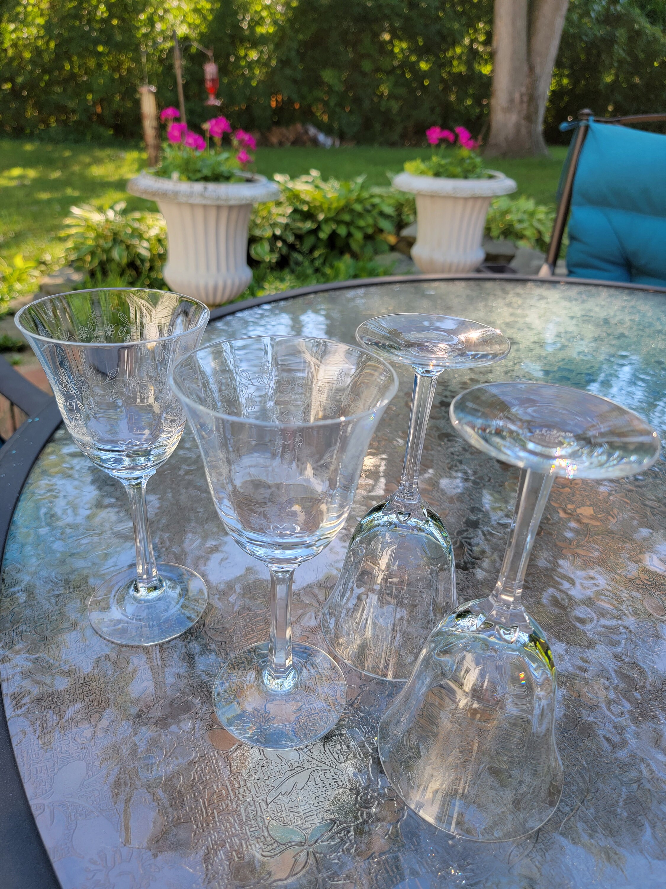 Lenox castle Garden Vintage Hand Blown Crystal Water Goblets With Hand
