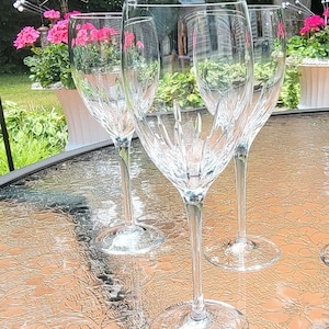 Lenox &quot;Starfire&quot; Vintage Hand Blown Crystal Wine Glasses Set Of 4 - Hand Blown Hand Etched Crystal Wine Glasses - Wedding, Anniversary
