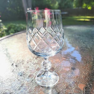 Hand Blown Vintage Crystal Bohemian Water/Wine Goblet - Etched Bohemian Crystal Goblet - Vintage Crystal Stemware Barware - Crystal Giftware