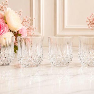 Cristal D'Arques Longchamp Double Old Fashioned Gläser, 4er-Set – Französische Kristallgläser (DOF) – Insgesamt 12 Stück verfügbar