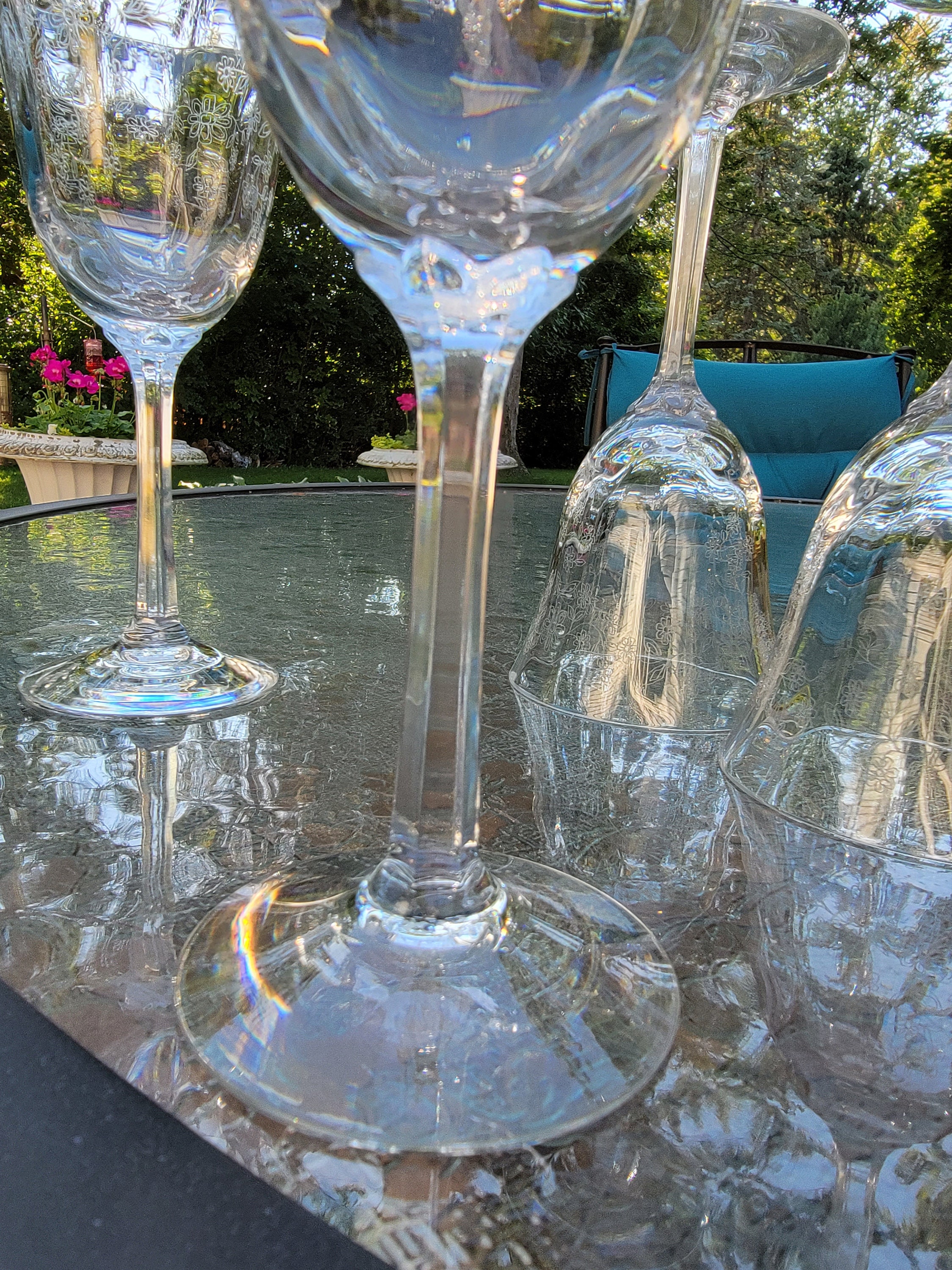 Lenox castle Garden Vintage Hand Blown Crystal Water Goblets With Hand