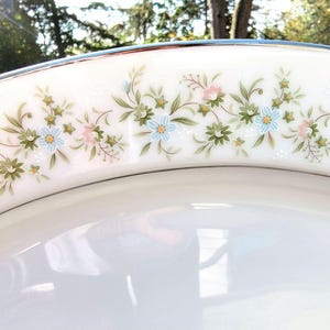 Vintage Serving Platter Noritake &quot;Savannah&quot;  Oval Serving Platter 13&quot; With Platinum Trim Vintage Fine China With Floral Spring Prints