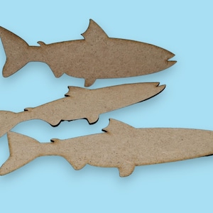 MDF Salmon, Crafting, Wooden Fish, Shark, Blanks. DIY Name Signs / Plaques, Shapes, Animals, Sea Creatures, Toy Box, Arts, Crafts, Props.