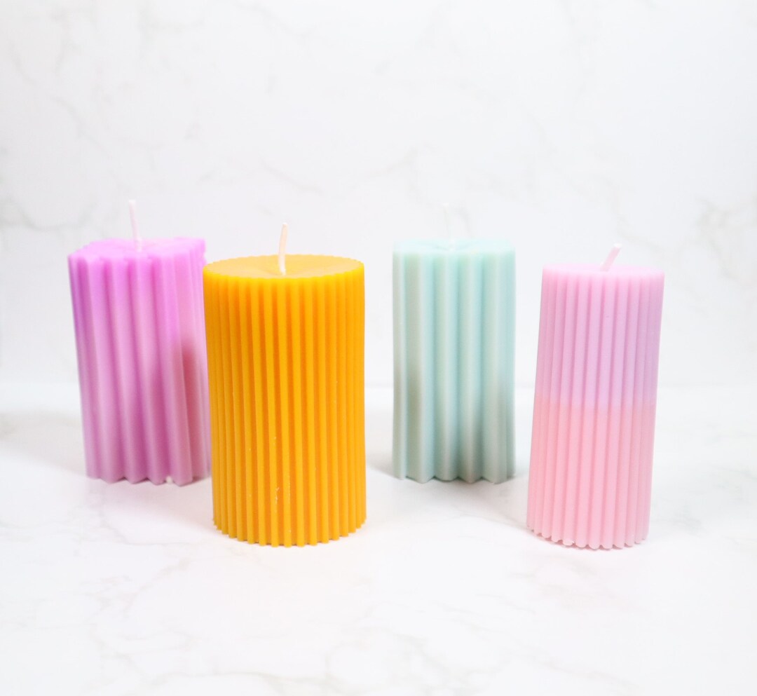 Soy Wax Pillar Candles Pillar Candles Ribbed Pillar Candles Pillar