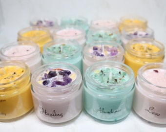 Manifestation Candles | 2oz Intention Candles | Flower & Herb Candles| Choose your Intention | Meditation Candles | Cleansing Candles