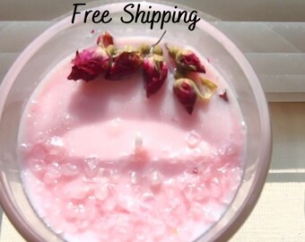 Rose Candle | Rose Quartz Candle | Self love | Aromatherapy | Crystal Candle | Healing Candle