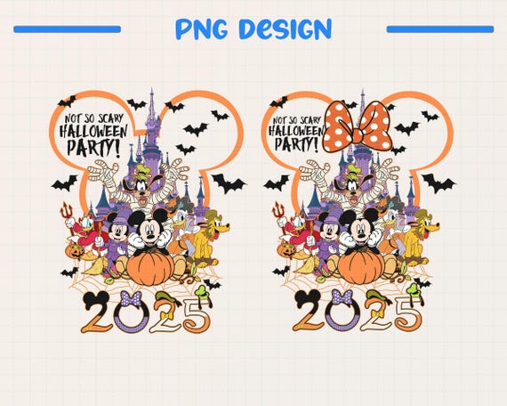 Not So Scary Halloween PNG | Mickey Minnie Head with Pumpkin | Disney Family Trip Matching Shirt Design | Digital Download