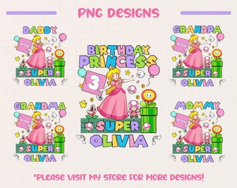 Princess Peach Birthday Png, Family Birthday Png, Birthday Party Png, Princess Peach Png