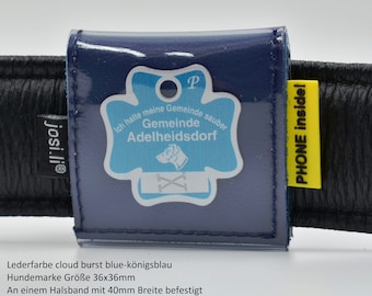 josi.li Hundemarkentasche Leder für Marken bis 43mm - Schutzhülle Hundemarken Adresstasche Halsbandtasche Verschlusswahl