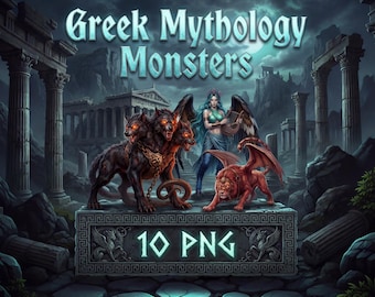 Monstre de la mythologie grecque des cliparts | 10 images PNG fantastiques (téléchargement instantané)