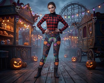 Leggings spettrali da carnevale / Abbigliamento sportivo a vita alta per luna park di Halloween
