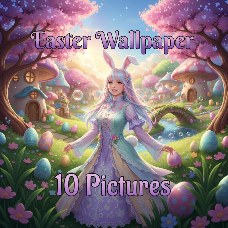 10 Easter Spring Wallpaper Pack | Whimsical Fantasy Desktop Backgrounds ...