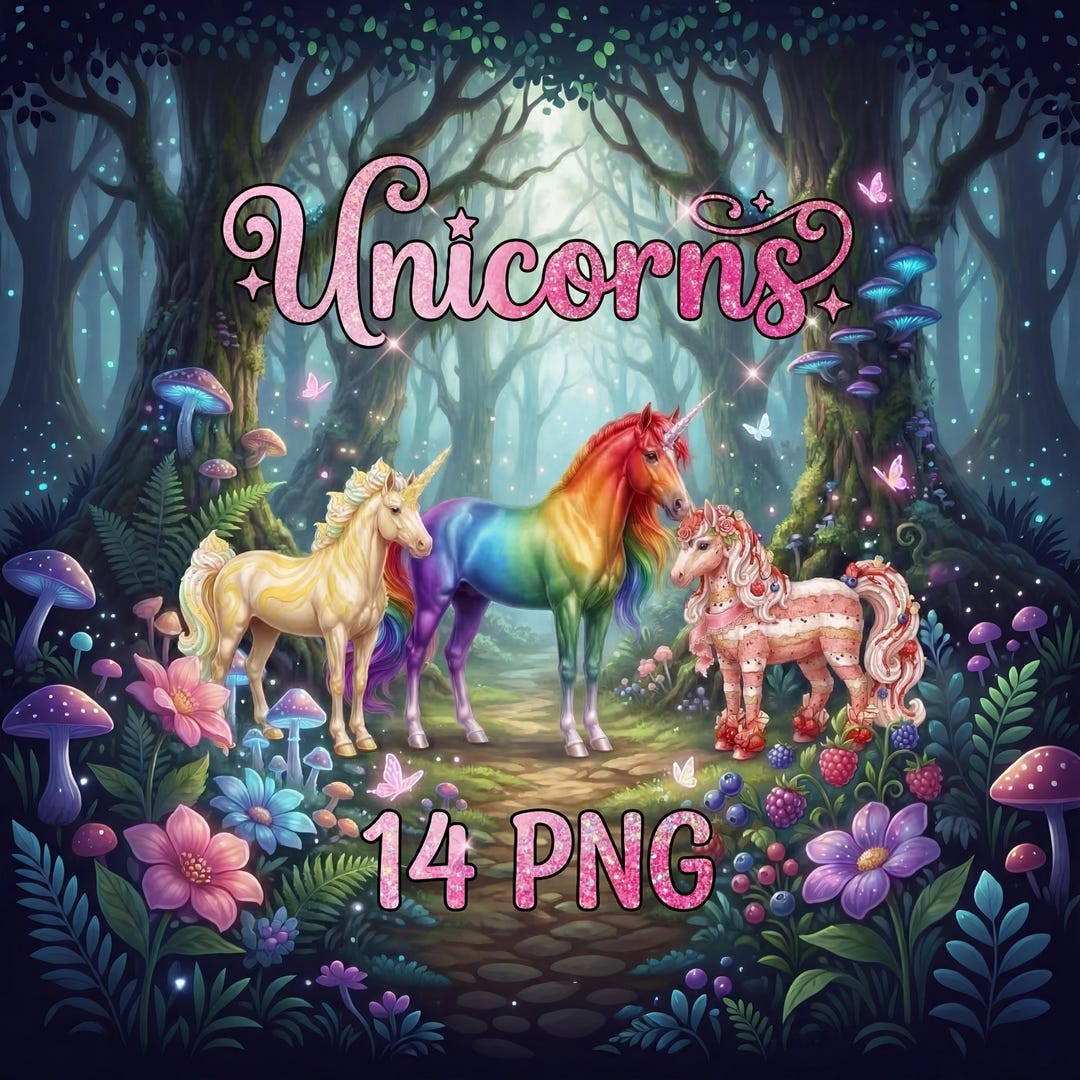 14 Magical Unicorn Clipart Bundle | Whimsical Dreamy Fantasy (digital ...