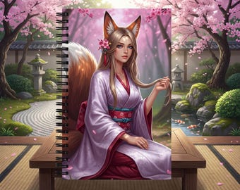 Kitsune Dotted Spiral Notebook for Journaling & Planning - Soft Touch Cover - 140 Pages