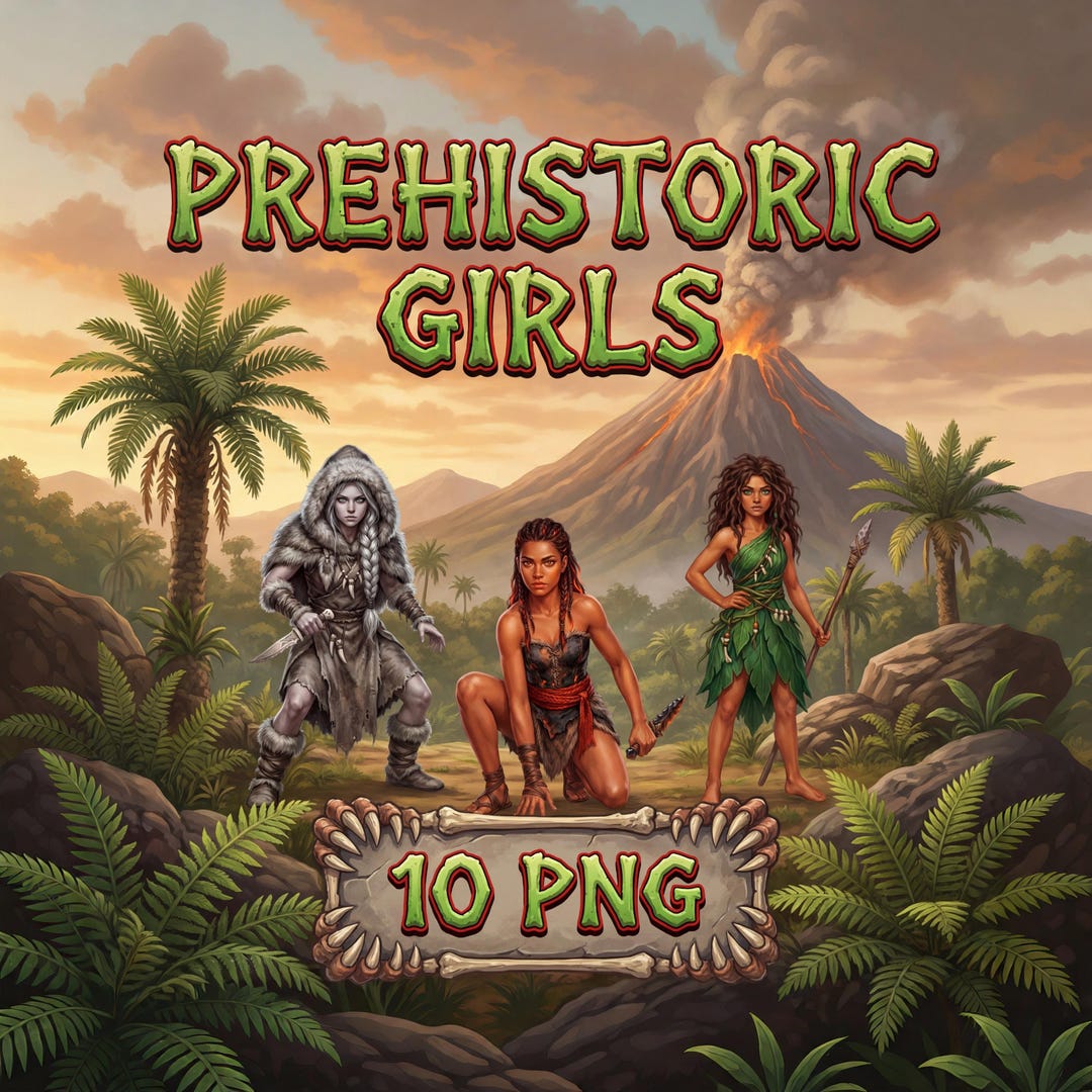 10-prehistoric-girls-png-bundle-primeval-fantasy-clipart-stone-age