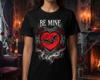 Gothic Valentine Shirt | Bat with Heart | Dark Romance