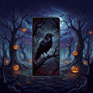 Gothic Raven Phone Wallpaper + Video Lockscreen MP4 | Dark Forest Live Wallpaper (9:16)
