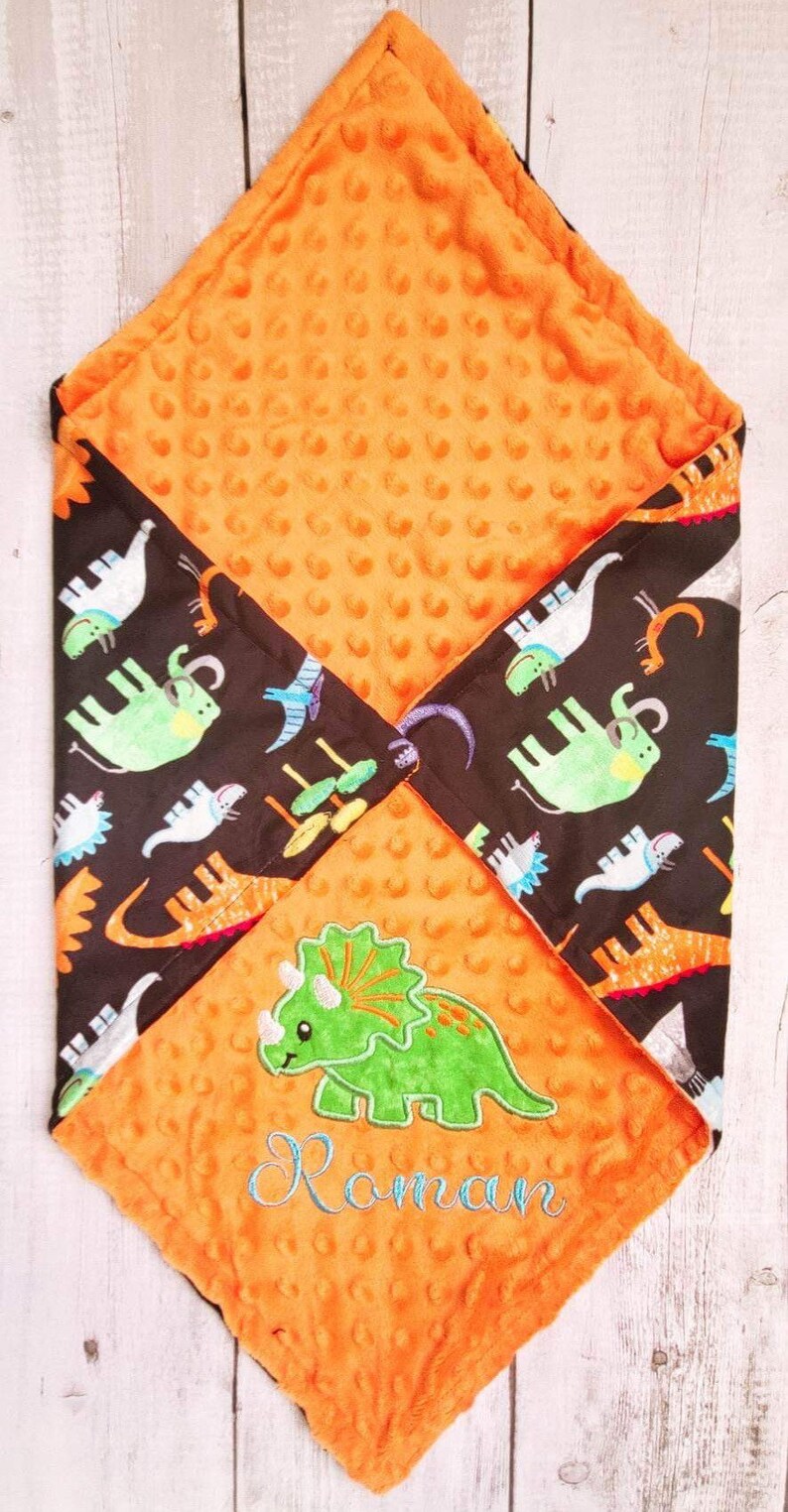 Dinosaur Baby Blanket/personalised Boy Blanket/ Embroidered Etsy