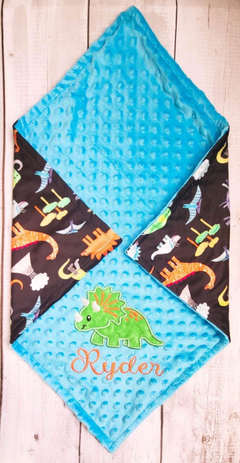 Dinosaur Baby Blanket/personalised Boy Blanket/ Embroidered Etsy