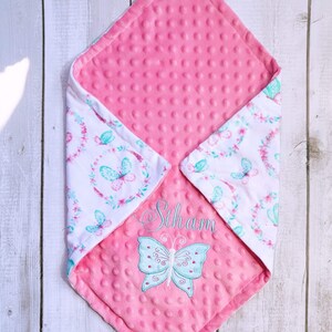 Butterfly Baby Girl Blanket Embroidered Baby Blanket -- Personalized Blanket - Baby Shower Gift- Newborn Gift.Minky baby blanket with name