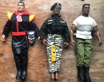 Lote de Vintage H.O.F GI JOES 12" con estuche de transporte coleccionable